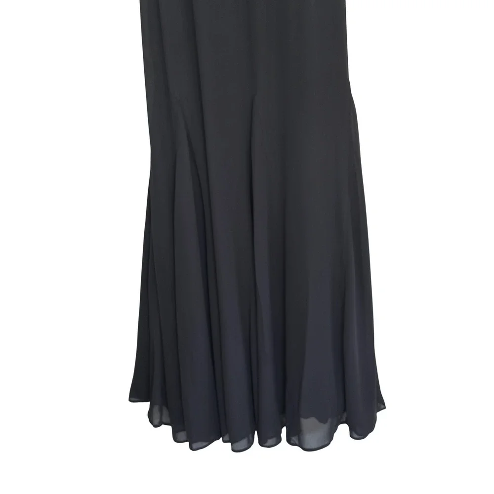 Abercrombie‎ & Fitch Womens Black Ruffle Maxi Dress Adjustable Straps Medium